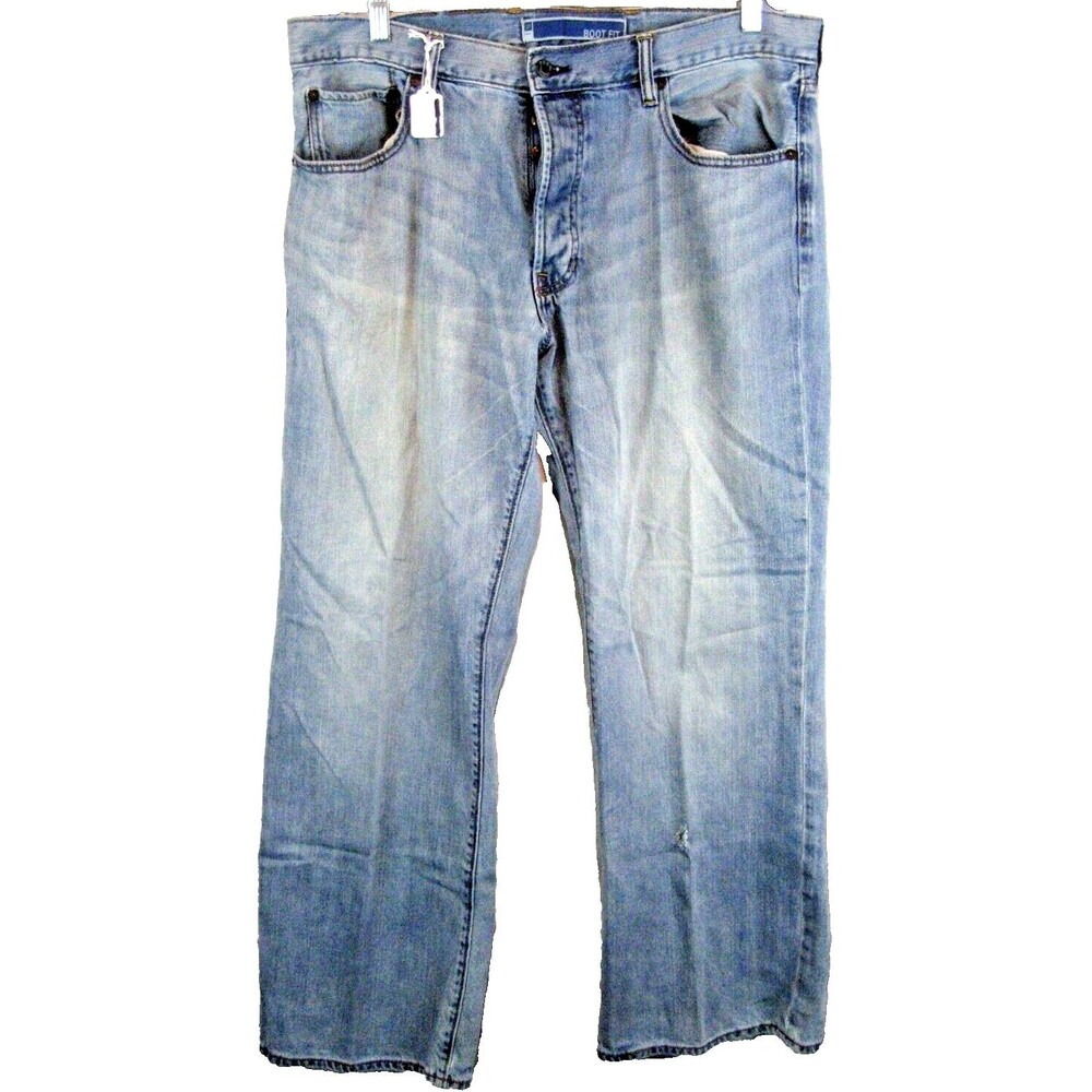 Mens Gap Button Fly Blue Cotton Denim Boot Cut Jeans sz 38x30